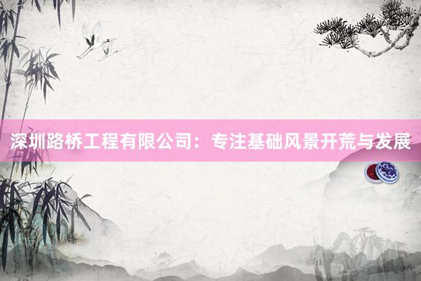 深圳路桥工程有限公司：专注基础风景开荒与发展
